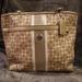 Coach Bags | Coach Chelsea Handbag Gold White Signature Logo Print Shoulder Handbag | Color: Cream/Tan | Size: 9.5" X 11"