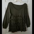 J. Crew Tops | J Crew Fine Knit Ruffle Sweater Army Olive Green Wool Blend Scoopneck Tunic S Sm | Color: Green | Size: S