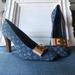 Louis Vuitton Shoes | Louis Vuitton Denim Monogram Square Toe Heel Sz 41 | Color: Blue/Red | Size: 11
