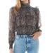 Free People Tops | Free People Mock Neck Puff Sleeve Semi Sheer Long Sleeve Blouse Size Medium | Color: Black/White | Size: M