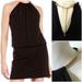 Jessica Simpson Dresses | Jessica Simpson, Black Blouson Halter Mini Dress, Gold-Tone Neckline, Size 4 | Color: Black | Size: 4