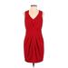 Forever 21 Contemporary Casual Dress - Party V Neck Sleeveless: Red Solid Dresses - Women's Size Small