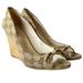 Gucci Shoes | Gucci Beige/Ebony Gg Canvas Cyprus Cork Wedges, Size 37.5 | Color: Brown/Tan | Size: 37.5eu