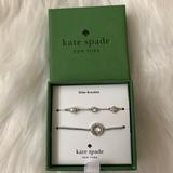 Kate Spade Jewelry | Kate Spade Spot The Spade Pave Pearl Slider Bracelets Set Of 2 | Color: Silver | Size: Os