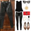 Anthropologie Jeans | Black Moto Faux Leather Jeans/Leggings Xs | Color: Black | Size: X-Small