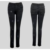 Anthropologie Jeans | Driftwood (Anthropologie) Euc Jackie Denim Star Black Skinny Jeans Size 28 | Color: Black/White | Size: 28