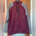 Adidas Shirts | Adidas Climawarm Burgundy/Grey Ls Full Zip Hooded Fleece Jacket Xl | Color: Gray | Size: Xl