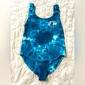 Disney Tops | Disney The Little Mermaid Silver Shell Body Suit Ariel Silhouette Teal Tie Dye M | Color: Blue | Size: M