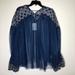 Free People Tops | Free People New Joyride Sheer Embroidered Lace Top | Color: Blue | Size: Xs