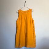 J. Crew Dresses | J. Crew Womens L Sleeveless Button Back Beauchamps Linen Mini Shift Gold Dress | Color: Yellow | Size: L