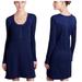 Anthropologie Dresses | New Anthropologie Long Sleeve Waffle Knit Thermal Dress Henley Navy Nightgown S | Color: Blue | Size: S