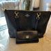 Coach Bags | Coach Ava Tote F57526 Shoulder Bag In Crossgrain Leather Black With The Wallet | Color: Black | Size: Os