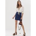Free People Skirts | Free People Women’s Pencil Skirt Livin' It Up Faded Indigo Buckle Skirt Sz 4 | Color: Blue | Size: 4