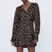 Zara Dresses | Bloggers Favorite Zara Floral Print Satin Effect V-Neck Mini Dress | Color: Black/Red | Size: S