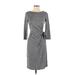 Ann Taylor Factory Casual Dress - Sheath Crew Neck 3/4 sleeves: Gray Dresses - Women's Size X-Small