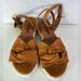 Free People Shoes | Free People Essex Taupe Suede Knotted Crisscross Ankle Wrap Chunky Sandal Sz:38 | Color: Brown | Size: 38 See The Size Chart For Details