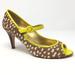 J. Crew Shoes | J. Crew Calf Hair Peep Toe Mary Jane Heels Sz 9.5 | Color: Tan/Yellow | Size: 9.5