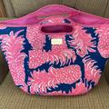 Lilly Pulitzer Other | Lilly Pulitzer Pineapple Blue With Hot Pink Tote Cooler Beach Bag | Color: Blue/Pink | Size: Os