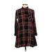 Old Navy Casual Dress - Shirtdress Collared 3/4 sleeves: Black Plaid Dresses - Women's Size Small