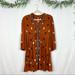 Free People Dresses | Free People Brown Embroidered Boho V Neck Waist Tie Mini Dress Anthropologie S | Color: Brown/Tan | Size: S