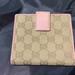 Gucci Bags | Gucci- Naturals Canvas Monogram Compact Wallet W/ Brass Hardware | Color: Brown/Pink/Tan | Size: 4.5 Inches By 5 Inches