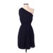 Express Casual Dress - Party One Shoulder Sleeveless: Blue Dresses - Women's Size X-Small