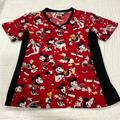 Disney Tops | Disney Mickey Mouse/Mini Mouse/Donald Duck Music Scrub Top | Color: Black/Red | Size: S