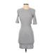 Armani Exchange Cocktail Dress - Mini: Gray Solid Dresses - Women's Size X-Small