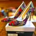 Nine West Shoes | Nib - Nine West Tatiana Floral Fabric Heels 6.5 | Color: Black/Pink | Size: 6.5