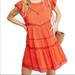 Free People Dresses | Free People Retro Kitty Crochet Mini Dress In Orange Floral Size Medium | Color: Orange/White | Size: M