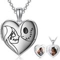 Disney Jewelry | 18k Nightmare Before Christmas Locket Necklace | Color: Black/Silver | Size: Os