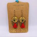 Anthropologie Jewelry | Anthropologie Shiraleah Salome Earrings Boho Tribal Fringe Statement | Color: Gold/Red | Size: Os