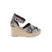 Franco Sarto Wedges: Espadrille Platform Summer Gray Snake Print Shoes - Women's Size 6 - Open Toe