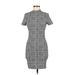 Shein Casual Dress - Bodycon High Neck Short sleeves: Gray Dresses - Women's Size Small