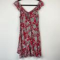 American Eagle Outfitters Dresses | American Eagle Outfitters Aeo Dress Red Blue Floral Lace Up Viscose Dress Small | Color: Blue/Red | Size: S
