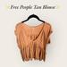 Free People Tops | Free People Boho Tan Brown Short Sleeve Blouse. Size Medium | Color: Brown/Tan | Size: M