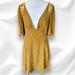 Free People Dresses | Free People Mockingbird Embroidered Backless Lace Inset Mini Dress Large | Color: Brown/Yellow | Size: Large