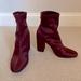 Jessica Simpson Shoes | Jessica Simpson Maroon Dtretch Fabric Heeled Booties With Zipper Back Size 8 /38 | Color: Purple/Red | Size: 8