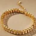 Anthropologie Jewelry | Anthropologie X Serafina Baguette Crystal Tennis Bracelet 14k Gold Plated Brass | Color: Gold | Size: Os