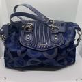 Coach Bags | Coach Dark Blue Ashley Dotted Op Art Hand Bag N:G1282-F20015 Size-12x9x4 In | Color: Blue | Size: 12x9x4