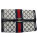 Gucci Bags | Gucci Gg Canvas Sherry Line Clutch Bag Red Navy Gray 67.014.3087 Auth Yk8536 | Color: Blue/Red | Size: W9.6 X H5.3 X D2.8inch