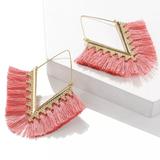 Anthropologie Jewelry | 2/$35 Anthropologie Gold Plated Pink Fringe V-Hoop Earrings | Color: Gold/Pink | Size: Os