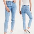 American Eagle Outfitters Jeans | American Eagle Outfitters Striped Mom Jean Women's 6 Long High Waist Light Wash | Color: Blue/White | Size: 6long