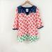 Anthropologie Tops | Anthropologie Mermaid 3/4 Sleeve Embroidered Tunic Red Blue Size Xs | Color: Blue/Red | Size: Xs