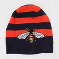 Gucci Accessories | Gucci Blue/Red Striped Wool Knit Beanie Hat With Large Bee M | Color: Blue/Orange | Size: Os