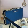 Michael Kors Bags | Michael Kors Large Double Zip Wristlet Wallet Phone Case Navy Nwt | Color: Blue/Gold | Size: Lg