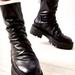 Free People Shoes | Free People Emma Platform Combat Boots Ruched Black Leather Size 6 / Eu36 Only | Color: Black | Size: Various