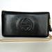 Gucci Bags | Gucci Gg Large Disco Black Leather Zippered Wallet On Chain W/ Auth Cert | Color: Black/Gold | Size: Os