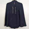 Free People Jackets & Coats | Free People Navy Double Breasted Sweater Jacket Size S | Color: Blue | Size: S