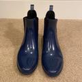J. Crew Shoes | J Crew Shiny Glossy Blue Chelsea Rain Boots 9 Patent Look | Color: Blue | Size: 9